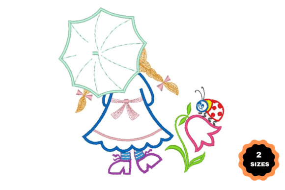 Cute Girl with an Umbrella Embroidery Design Review