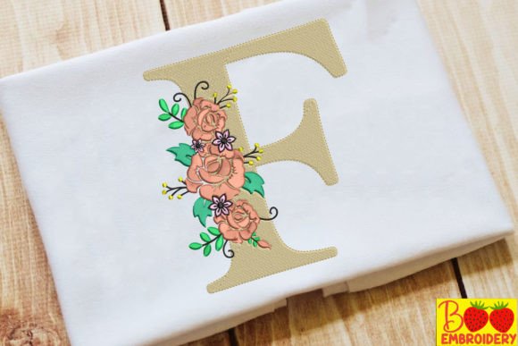 Letter F and Flower Stitching Charm for Boutique Apparel