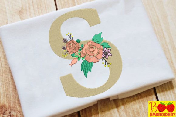 Letter S and Flower: Perfect for Personalized Gift Embroidery